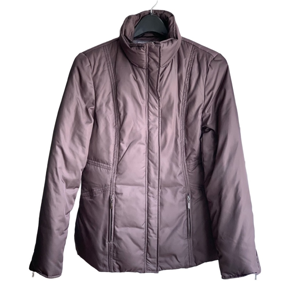 KENNETH COLE REACTION Dark Brown Down Full Zipper Snap Front Puffer Down Jacket